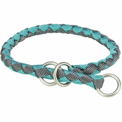TRIXIE HALSBAND HOND CAVO HALFSLIP AQUA / GRAFIET GRIJS 35-41X1,2 CM