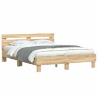 Bedframe met hoofdeinde bewerkt hout sonoma eiken 150x200 cm - thumbnail