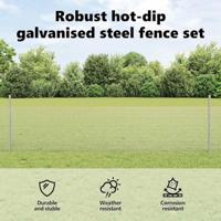 VidaXL Hek met paal zilver 1,5 x 10 m staal - thumbnail