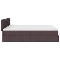 Ottoman bed met matrassen en LED's 180x200cm stof donkerbruin - thumbnail