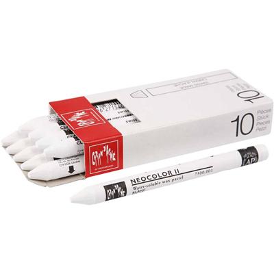 Caran Dache Caran d'ache neocolor ii, l: 10 cm, dikte 8,5 mm, white (001), 10 stuk/ 1 doos