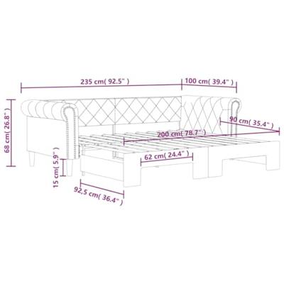 Slaapbank met onderschuifbed 90x200 cm kunstleer crèmekleurig
