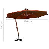 Zweefparasol met paal 3,5x2,9 m massief vurenhout terracotta - thumbnail