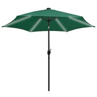 VidaXL Parasol met led-verlichting en aluminium paal 300 cm groen - thumbnail