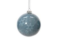 Kerstbal polyfoam 8 cm blauw sneeuwvlok - thumbnail