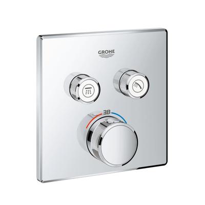 Grohe SmartControl Inbouwthermostaat - 3 knoppen - vierkant - chroom 29124000 Grohe SmartControl Inbouwthermostaat - 3 knoppen - vierkant - chroom 29124000