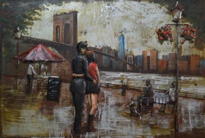 Schilderij - Metaalschilderij - Date in New York City, 120x80cm