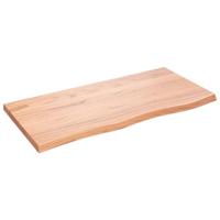 Wastafelblad 100x50x(2-4) cm behandeld massief hout lichtbruin - thumbnail