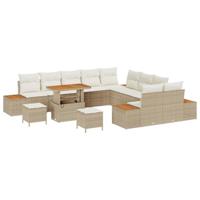 Tuinbankenset 13 pcs Beige poly rattan - thumbnail