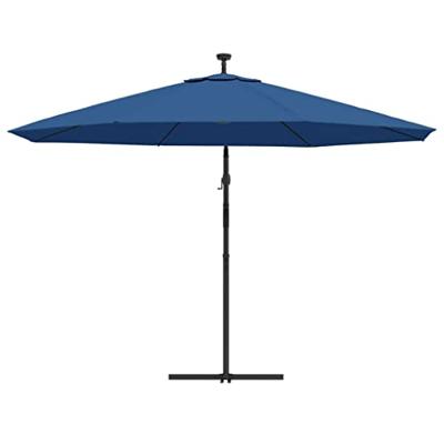 VidaXL Zweefparasol met led-verlichting 350 cm azuurblauw