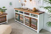 Uniek dressoir JAKARTA 160cm mangowit kleurrijk gerecycled massief hout van vissersboten - 42145 - thumbnail