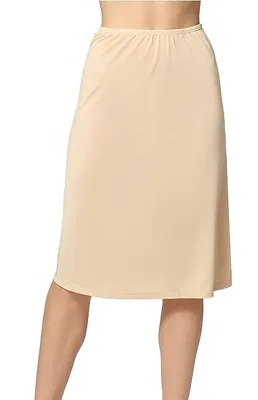 J&C lange onderrok dames 65cm - Jupon - Wit - Zwart - Huidskleur