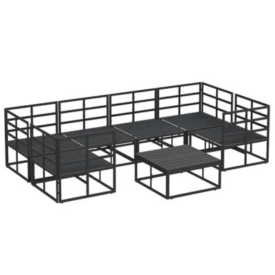 Tuinbankenset met kussen 7 pcs Zwart Aluminium