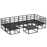 Tuinbankenset met kussen 7 pcs Zwart Aluminium - thumbnail