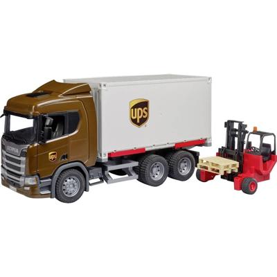 Bruder Scania Super 560R UPS vrachtwagen met vorkheftruck
