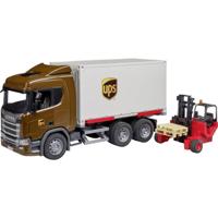 Bruder Scania Super 560R UPS vrachtwagen met vorkheftruck - thumbnail