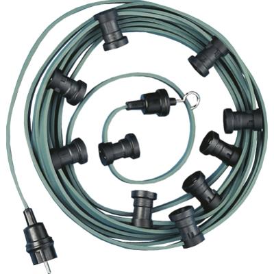 Prikkabel met 30 fittingen E27 lengte 30 meter groen