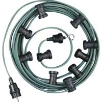 Prikkabel met 30 fittingen E27 lengte 30 meter groen - thumbnail