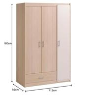 Kledingkast Charly 3-deurs - acaciakleur - 180x112x52 cm - thumbnail