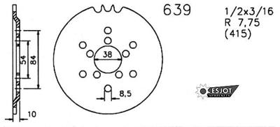 ESJOT Chain wheel 415 44z steel silver