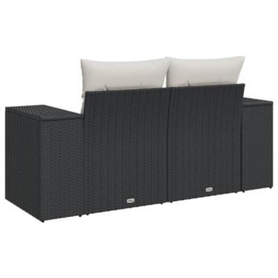 Tuinbank 2-zits met kussens poly rattan zwart Tuinbank 2-zits met kussens poly rattan zwart