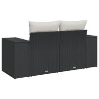 Tuinbank 2-zits met kussens poly rattan zwart - thumbnail