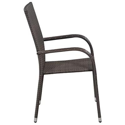 Tuinstoelen stapelbaar 4 st poly rattan bruin