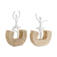 Decoratieve figuren DKD Home Decor Wit Bruin Balletdanseres 17 x 6 x 24 cm (2 Stuks) - thumbnail