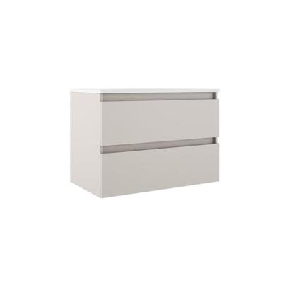 Adema Chacito Badkamermeubelset - 80x39.5x55cm - ondiep - 2 lades - greeploos - wastafel glans wit - 1 kraangat - mat cotton (beige) SW1212814/SW7090