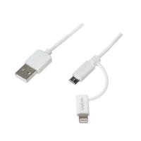 Logilink cu0115 USB naar Micro Sync en oplaadkabel met Lightning-adapter, 1,00 m, wit - thumbnail