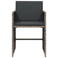 Tuinstoelen 4 st met kussens poly rattan grijs - thumbnail