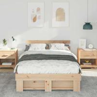 Bedframe met hoofdeinde Bruin 120 x 200 cm Massief grenenhout - thumbnail