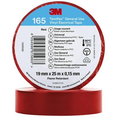 3M Temflex™ 165 165RD6E Isolatietape Temflex 165 Rood (l x b) 25 m x 19 mm 1 stuk(s) 3M Temflex™ 165 165RD6E Isolatietape Temflex 165 Rood (l x b) 25 m x 19 mm 1 stuk(s)
