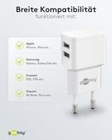 Goobay USB lader haaks dubbel 2,4A wit - 9550150 - thumbnail