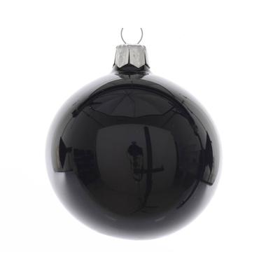 Decoris Grote kerstbal glazende zwart 15cm