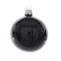 Decoris Grote kerstbal glazende zwart 15cm - thumbnail