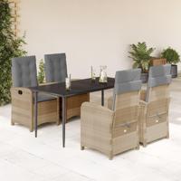 5-delige Tuinset met kussens poly rattan gemengd beige - thumbnail