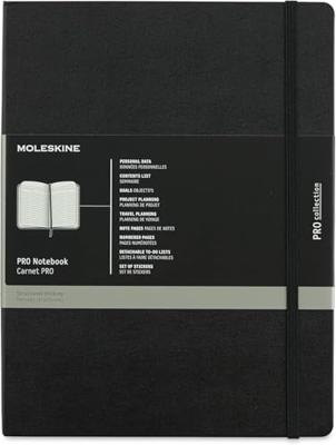 Moleskine notitieboek professional, ft 19 x 25 cm, gelijnd, harde cover, 189 blad, zwart