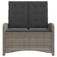 Tuinbankje verstelbaar met kussens poly rattan grijs - thumbnail