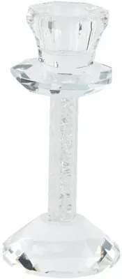 Decoris kandelaar glas deco 7x22cm transparant