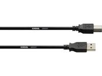 Cordial USB 2.0 Aansluitkabel [1x USB-A 2.0 stekker - 1x USB-B 2.0 stekker] 3.00 m Zwart - thumbnail