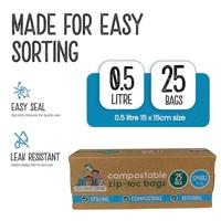 Eco Green Living Composteerbare hersluitbare bewaarzakjes 0,5 liter - 15 stuks - thumbnail