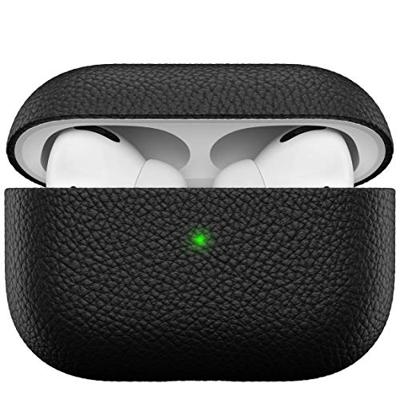 KeyBudz Artisan Leren beschermhoes voor Apple AirPods Pro Case, etui, leren tas echt leer, hoofdtelefoon oortelefoon accessoires, zwart