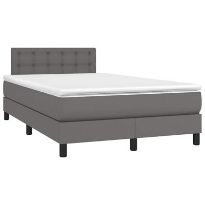 Boxspring met matras en LED kunstleer grijs 120x190 cm