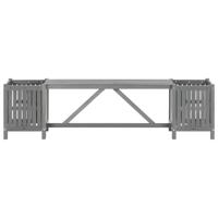 Tuinbank met 2 plantenbakken 150 cm massief acaciahout grijs - thumbnail
