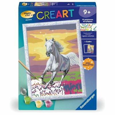 CreArt Kids 18x24cm Paard in de Wei, Schilderen op Nummer Kit, Kunstnummer, Leeftijd 7+, 25845, Ravensburger