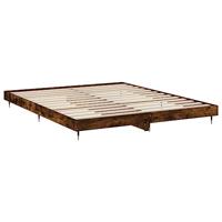 Bedframe bewerkt hout gerookt eikenkleurig 200x200 cm - thumbnail