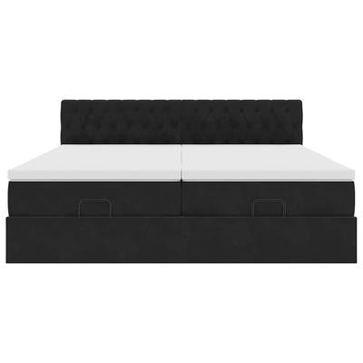 Ottoman bed met matrassen en LED's 160x200cm fluweel zwart