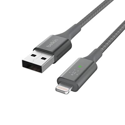 Belkin Smart LED-oplaadkabel, USB-C naar Lightning, 1,2 m (weergave van de laadstatus) voor iPhone, AirPods en iPad, MFi-gecertificeerd - grijs, CAA007bt
