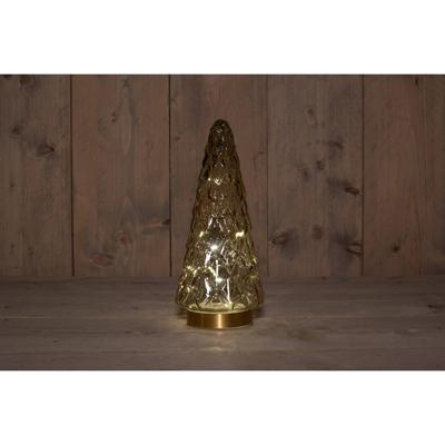 B.O.T. Tree Glass 13X28,5 cm Amber With Golden Base 10Led kerstverlichting Anna's Collection - Annas collection